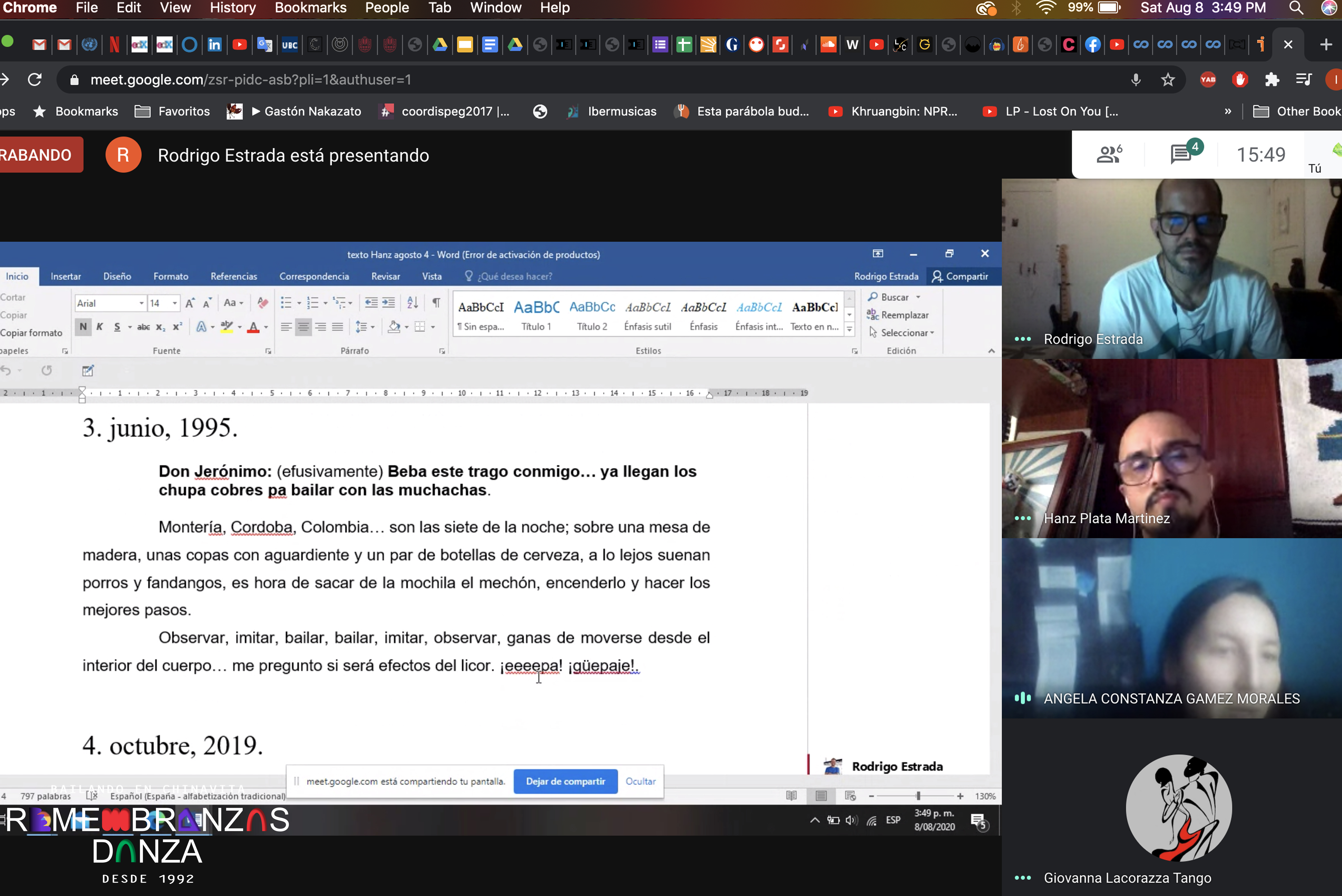 Remembranzas Danza: Escritura en Movimiento